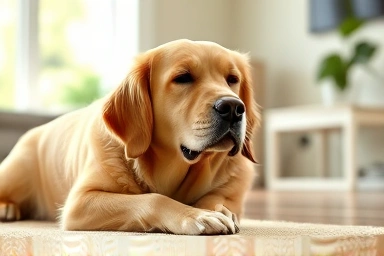 Content senior dog enjoying a peaceful moment