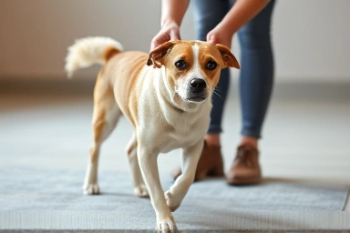 Dog disc rehab exercise with owner