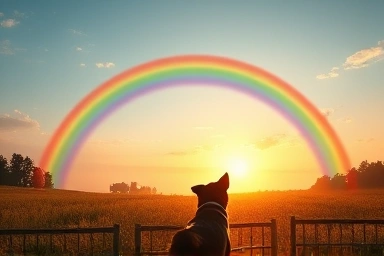 Symbolic rainbow bridge for beloved pets' peaceful transition