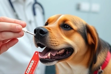 Veterinarian treating a dog with heatstroke.