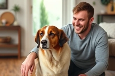 Trustful bond between dog and owner during training.