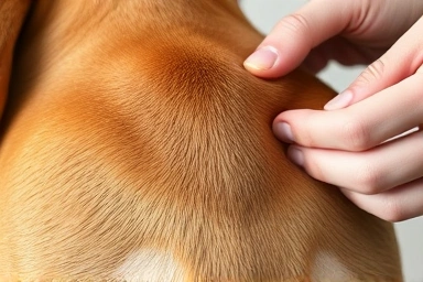 Dog's scruff prepared for subcutaneous injection technique