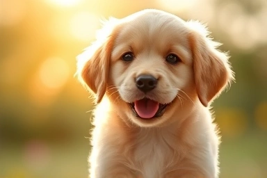 Happy puppy in warm sunlight, symbolizing hope in dog training.