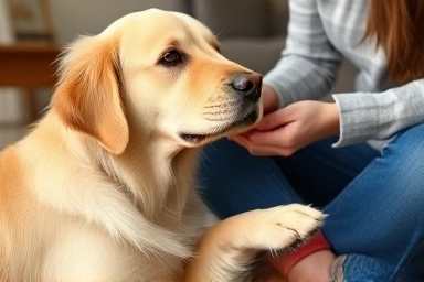 Adult Golden Retriever with strong bond, showing successful dog training.
