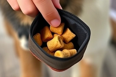Close-up of dog training treat pouch opening