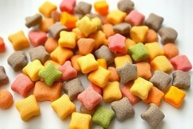 Assortment of healthy, low-calorie dog training treats.