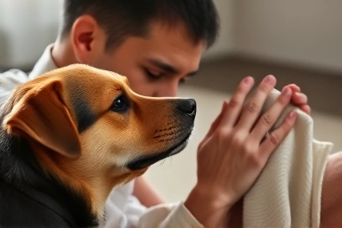 Person and dog sharing a moment of unconditional love and connection.