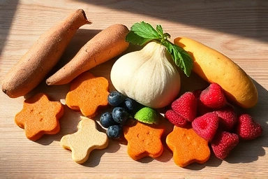 Fresh ingredients for healthy homemade dog treats.