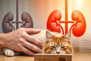 Persian cat owner caring for cat with kidney health concept.
