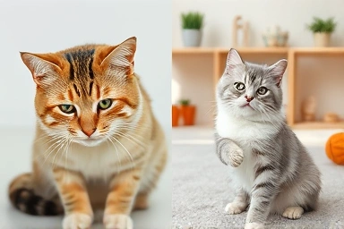 Cat behavior transformation from stressed to happy after expert consultation.