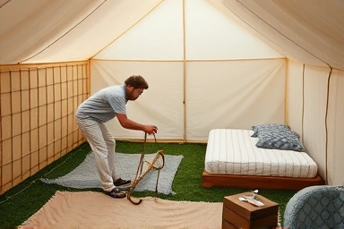 Pet-safe glamping site with secure fencing and clean amenities.