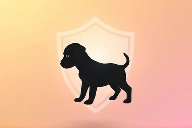 Symbolic shield protecting puppy's immune system development.