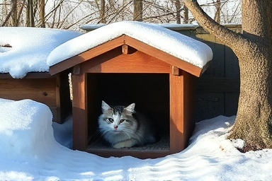 Cozy winter shelter for stray cats, designed for warmth.