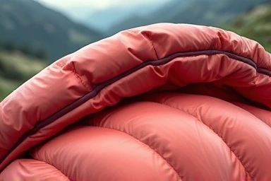 High-quality down sleeping bag texture, outdoor adventure gear.