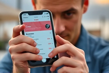 Cautious traveler checking Airbnb booking for scams