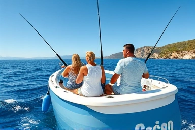People fishing on a boat in the ocean