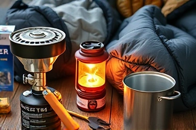 Essential camping gear for a budget trip.