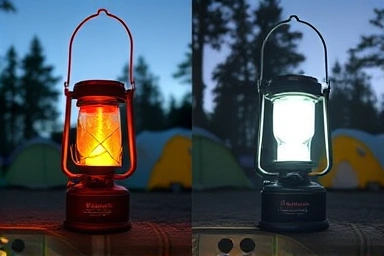Camping lanterns: gas vs LED, atmosphere comparison