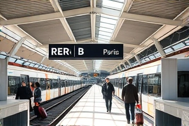 Paris CDG Airport RER B train platform