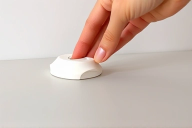 Close-up of suction cup attaching to tile for travel clothesline.