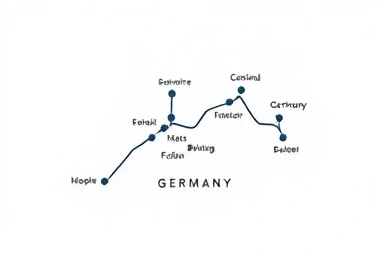 Stylized map of German train routes, symbolizing efficient travel.
