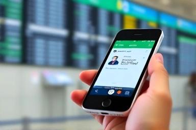Smartphone displaying digital ID at airport