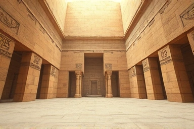 Vast, empty ancient pyramid chamber