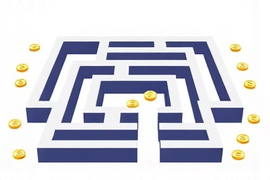 Budget airline baggage maze with scattered coins
