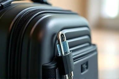 Close-up of secure travel bag features