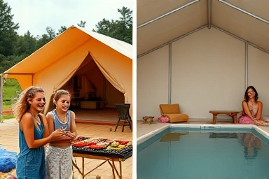 Family barbecue and couple's private glamping experience