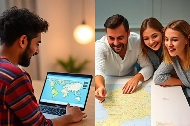Travel planning with maps and shared discovery.