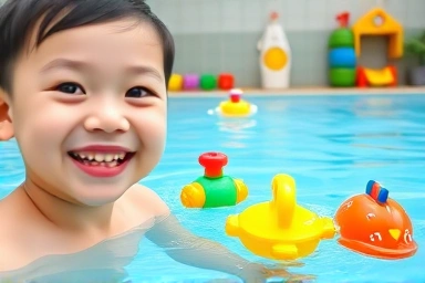 Safe and warm swimming pool for kids at Gyeongju villa