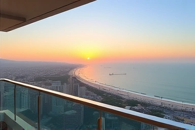 Haeundae ocean view hotel room balcony sunset panorama