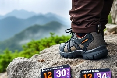 Hiking boots on Hallasan trail, mountain climbing journey, Jeju adventure.
