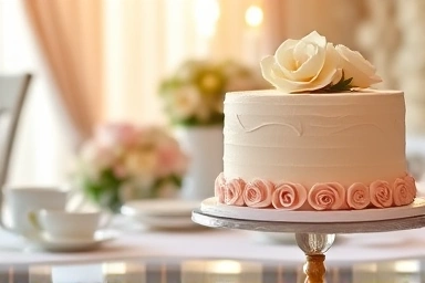 Beautiful bridal shower cake and table setting