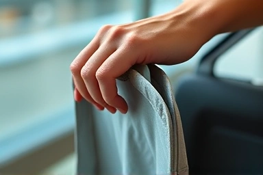 Traveler easily setting up a portable mini drying rack