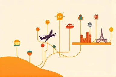 Abstract graphic of travel points connecting destinations.