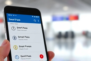 Smartphone screen showing airport smart pass app interface.