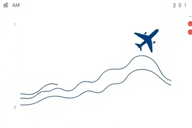 Abstract concept of rising fuel costs affecting air travel.