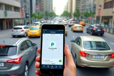 Smartphone app guiding to city parking spot