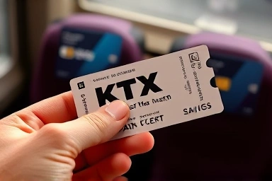 KTX ticket and credit cards symbolizing savings