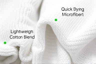 Close-up textures of absorbent and quick-drying beach towel materials.