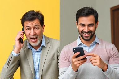 Comparison of frantic phone booking vs. easy app booking