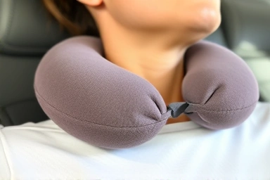 Ergonomic memory foam travel pillow design and texture