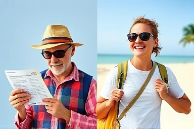 Contrast between stressful fees and happy, fee-free travel.