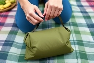 Lightweight, compact waterproof picnic mat for easy carrying.