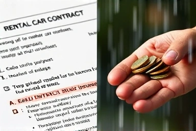 Rental car contract details, insurance, financial protection.