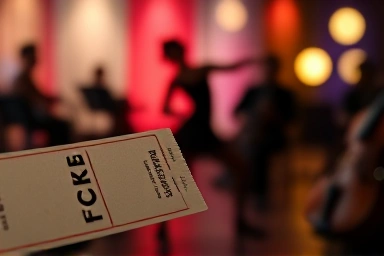 Artistic ticket stub symbolizing access to performing arts.