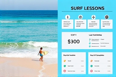 Symbolic comparison of surfing locations and lesson information.