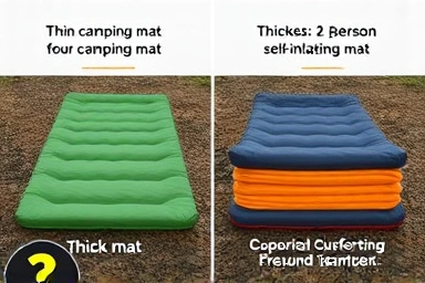 Comparison of thin vs thick 2-person self-inflating camping mats.